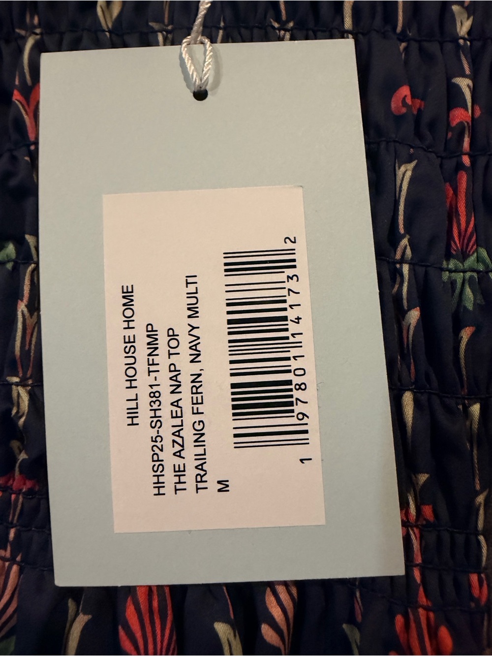 Hill House THE AZALEA NAP TOP trailing fern, navy multi NWT - Picture 4 of 4